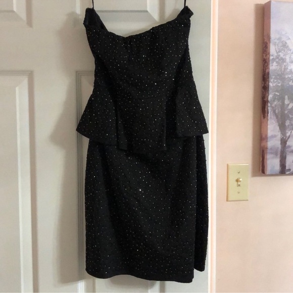 Zara Dresses & Skirts - Zara Black Strapless Dress with Silver Accents